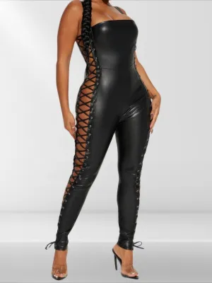 🔥 Sleek & Edgy Faux Leather Jumpsuit – Statement Piece for Bold Fashionistas 🔥