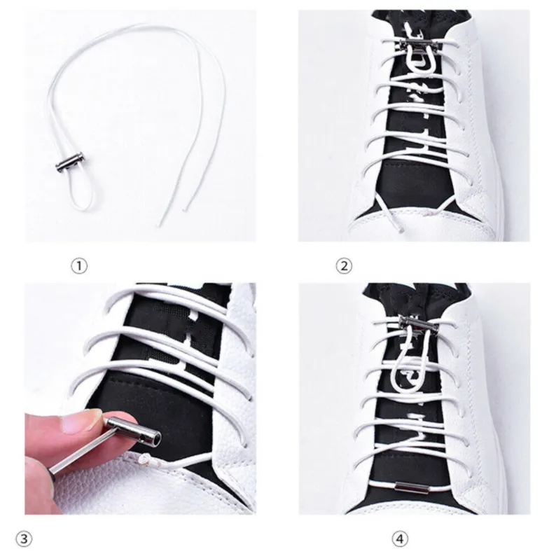 1 Pair Easy No Tie Shoelaces Elastic White