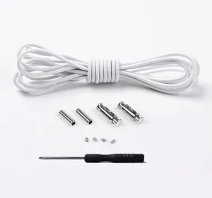 1 Pair Easy No Tie Shoelaces Elastic White