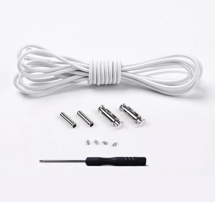 1 Pair Easy No Tie Shoelaces Elastic White