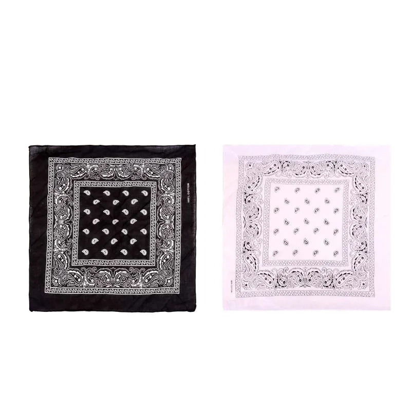 2 PCS Bandanas for Women Men, Multi-Purpose Scarf with Western Print Bandana Headband Scarf Headwear- Black & White