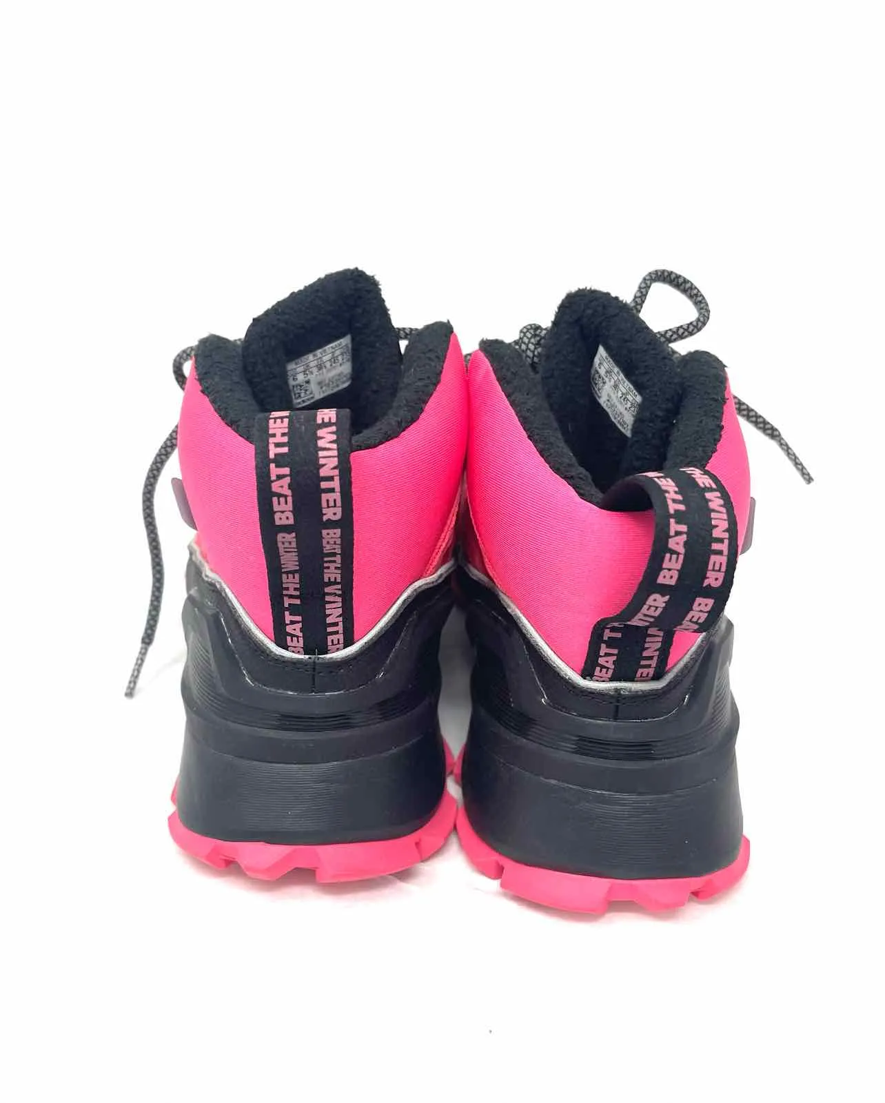 Adidas Size 6 Black/Pink Lace-Up Textured Shoes Sneakers