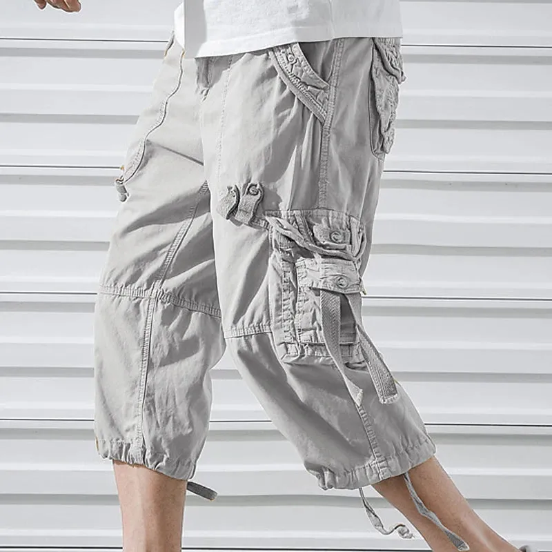 Adventure-Ready Men's Cargo Hiking Shorts - Army Green & Red