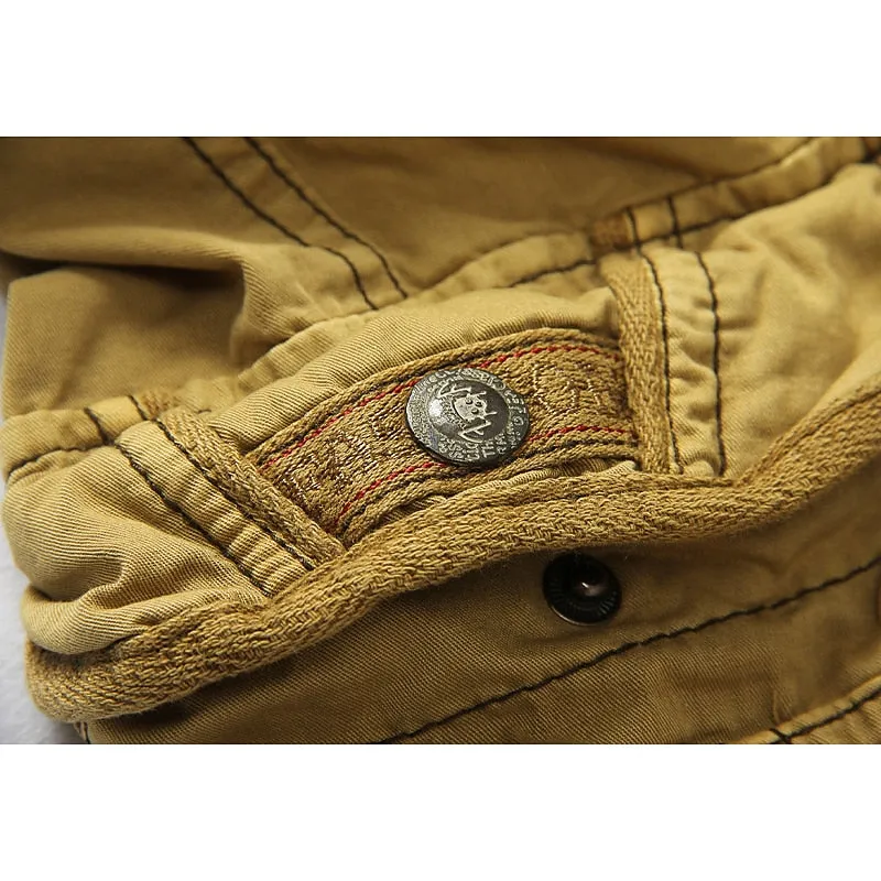 Adventure-Ready Men's Cargo Hiking Shorts - Army Green & Red