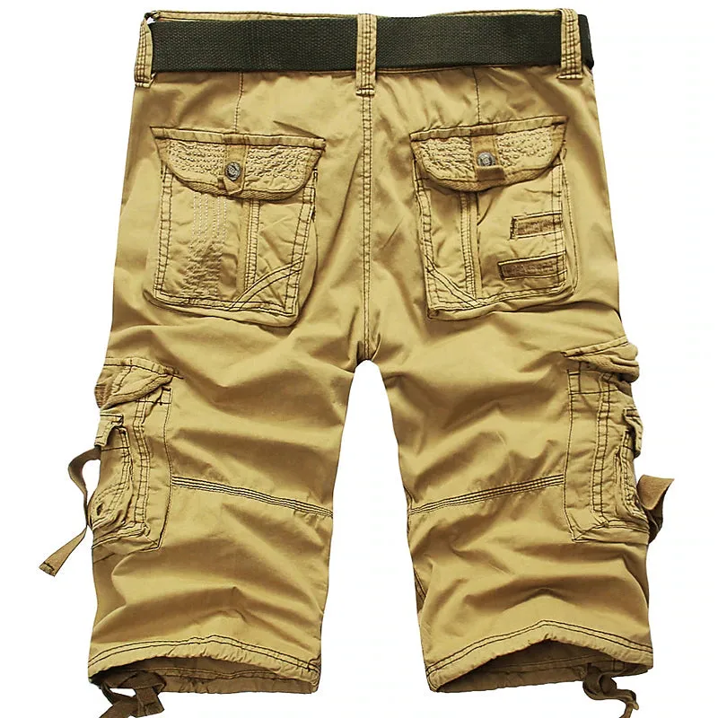 Adventure-Ready Men's Cargo Hiking Shorts - Army Green & Red