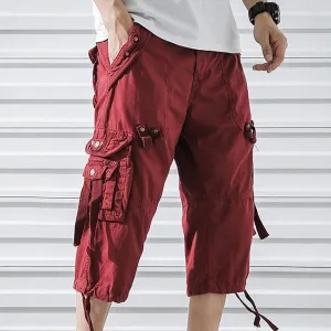 Adventure-Ready Men's Cargo Hiking Shorts - Army Green & Red
