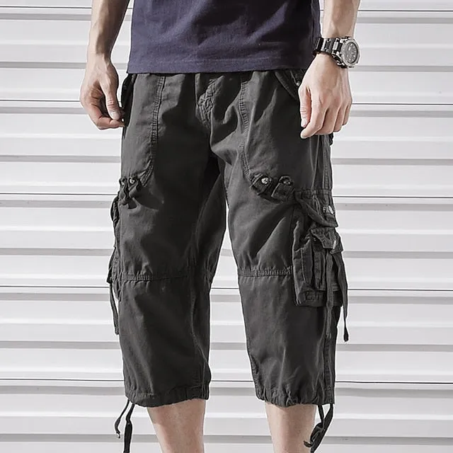 Adventure-Ready Men's Cargo Hiking Shorts - Army Green & Red