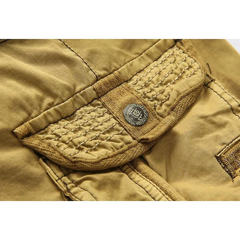 Adventure-Ready Men's Cargo Hiking Shorts - Army Green & Red