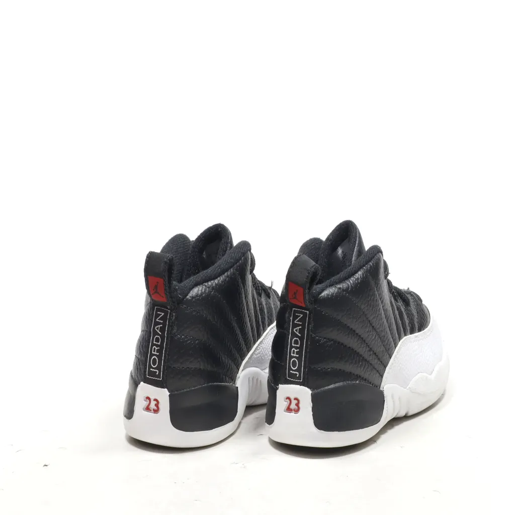 Air Jordan 12 Retro Sport Shoes Leather Black Color For Kids