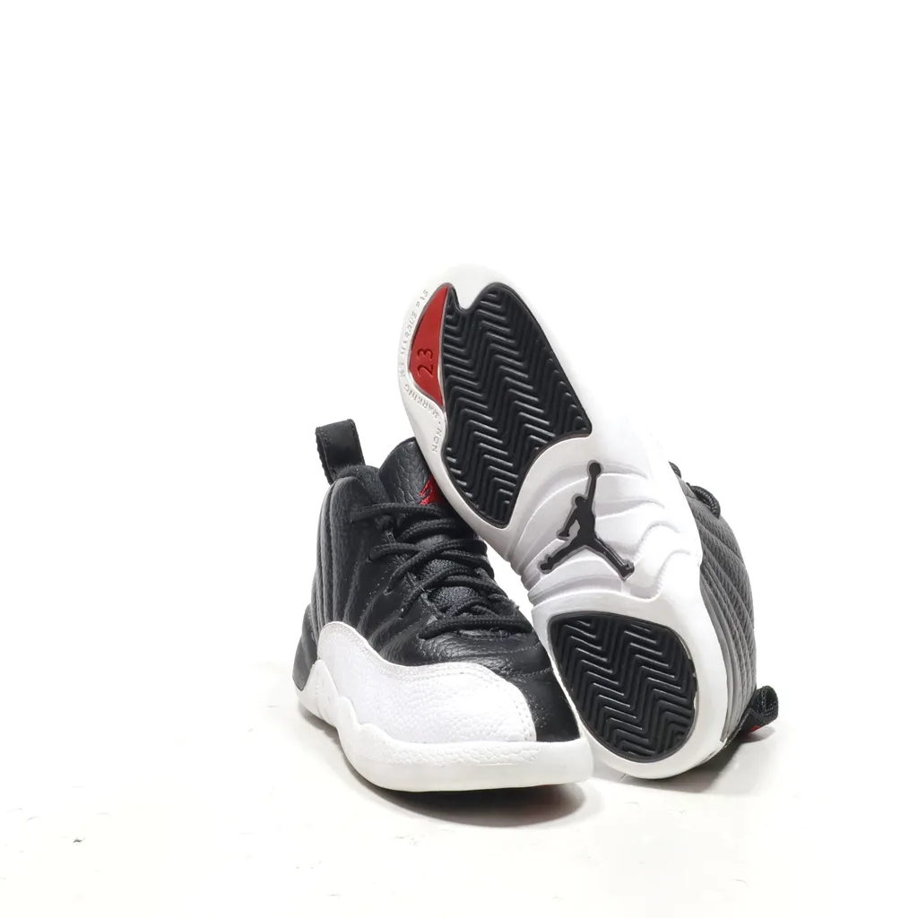 Air Jordan 12 Retro Sport Shoes Leather Black Color For Kids