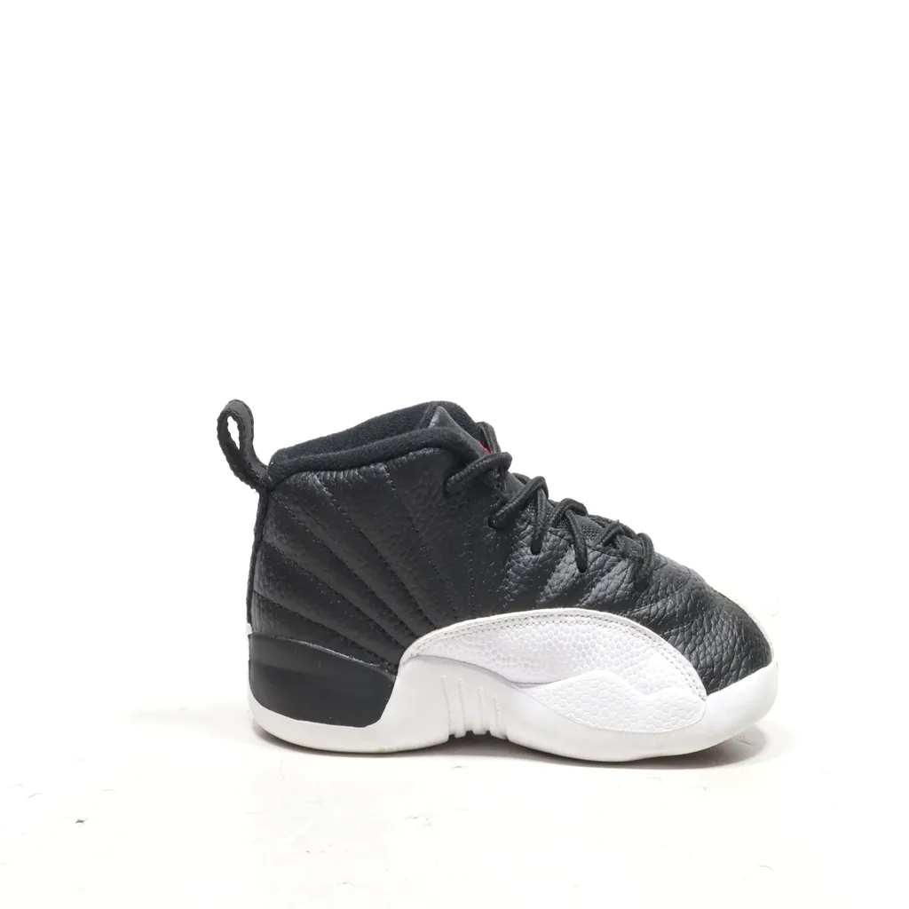 Air Jordan 12 Retro Sport Shoes Leather Black Color For Kids