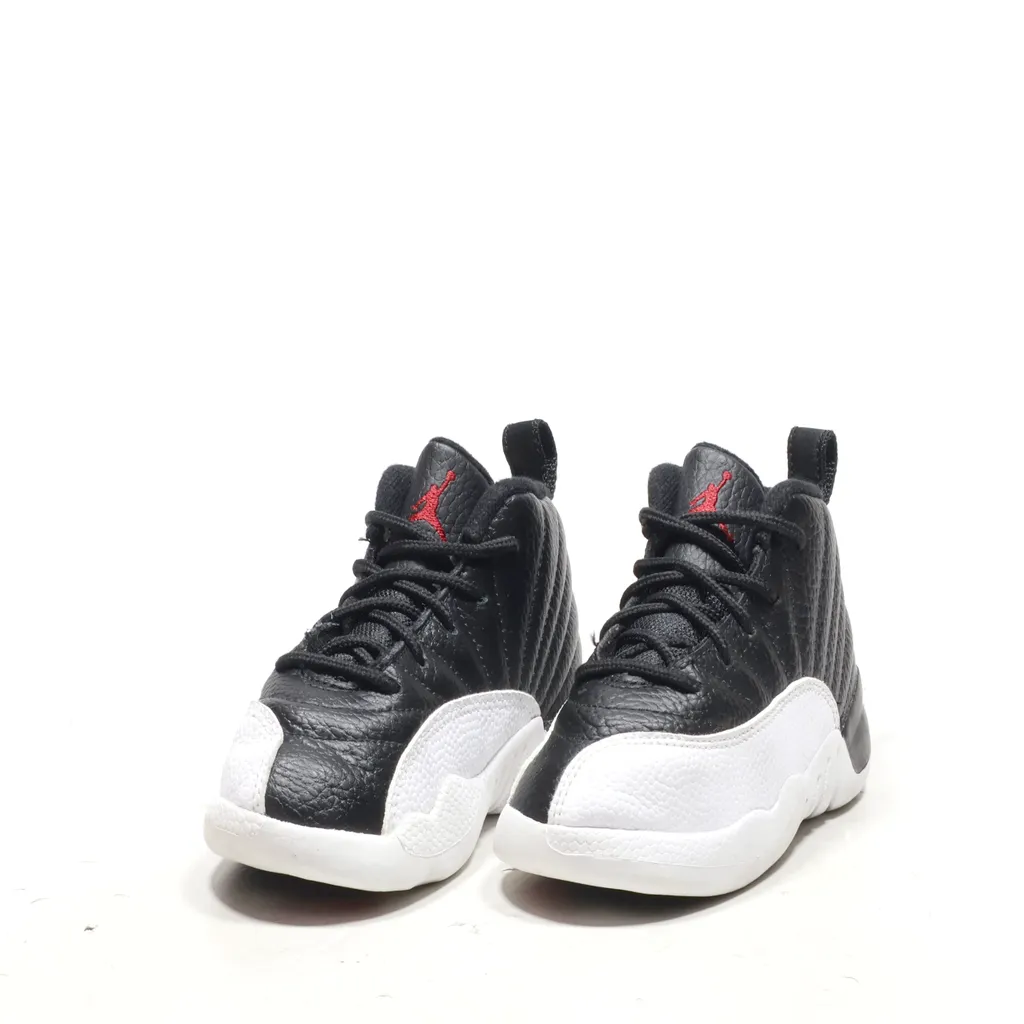 Air Jordan 12 Retro Sport Shoes Leather Black Color For Kids