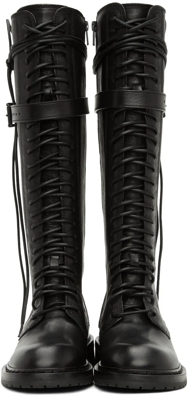 Ann Demeulemeester Black High Combat Boots