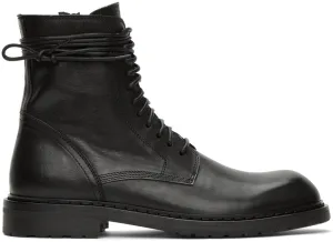 Ann Demeulemeester Black Lace-Up Combat Boots