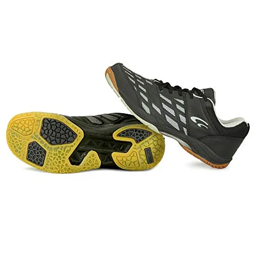 ASE Men's PRO Non-Marking Sole TRU Cushion TRU Shape Badminton Shoes Ideal for Badminton, Table Tennis, Volleyball (Black, 07)