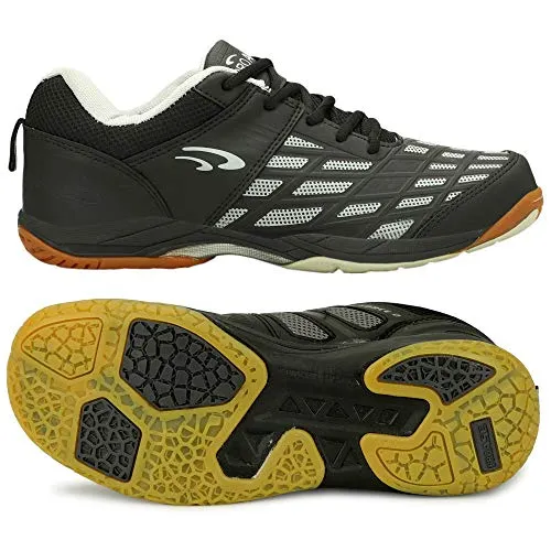 ASE Men's PRO Non-Marking Sole TRU Cushion TRU Shape Badminton Shoes Ideal for Badminton, Table Tennis, Volleyball (Black, 07)