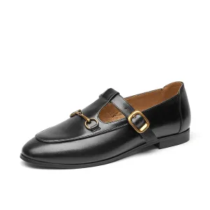 BeauToday Metal Decoration T-strap Mary Janes for Women