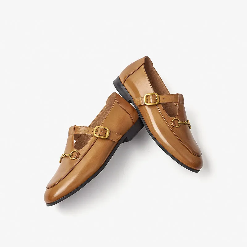 BeauToday Metal Decoration T-strap Mary Janes for Women