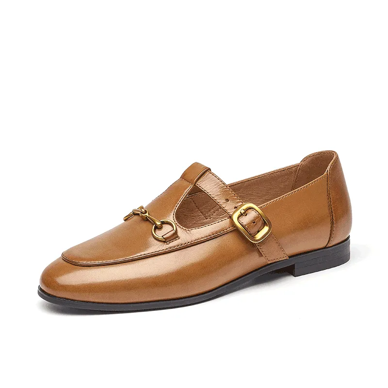 BeauToday Metal Decoration T-strap Mary Janes for Women