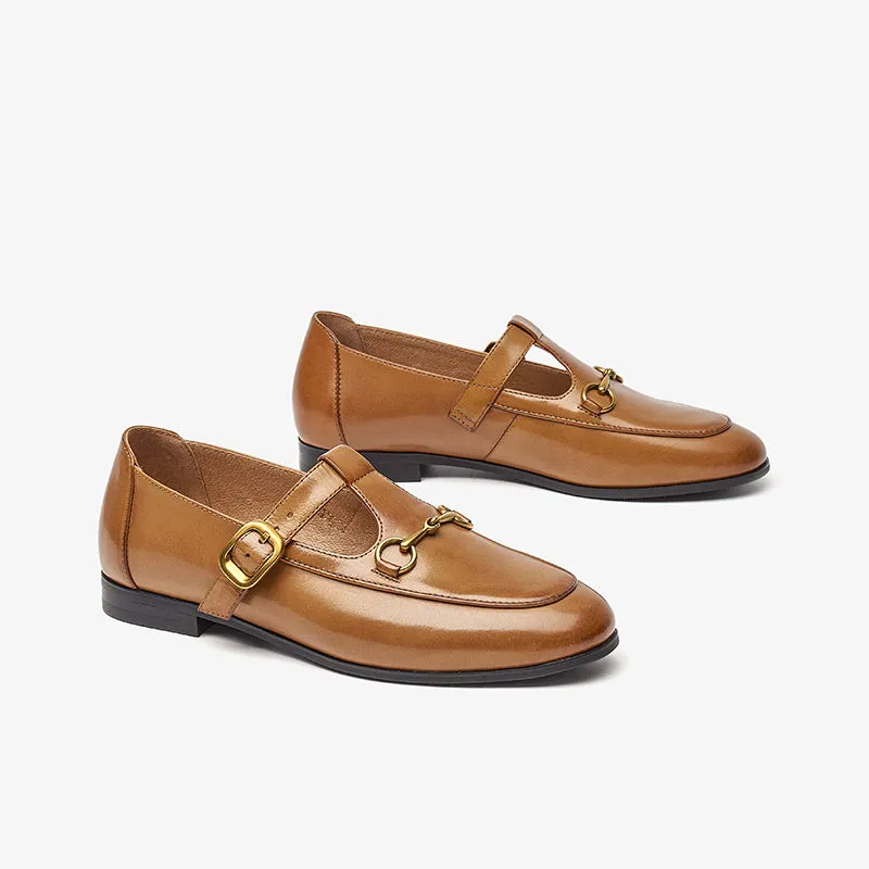 BeauToday Metal Decoration T-strap Mary Janes for Women