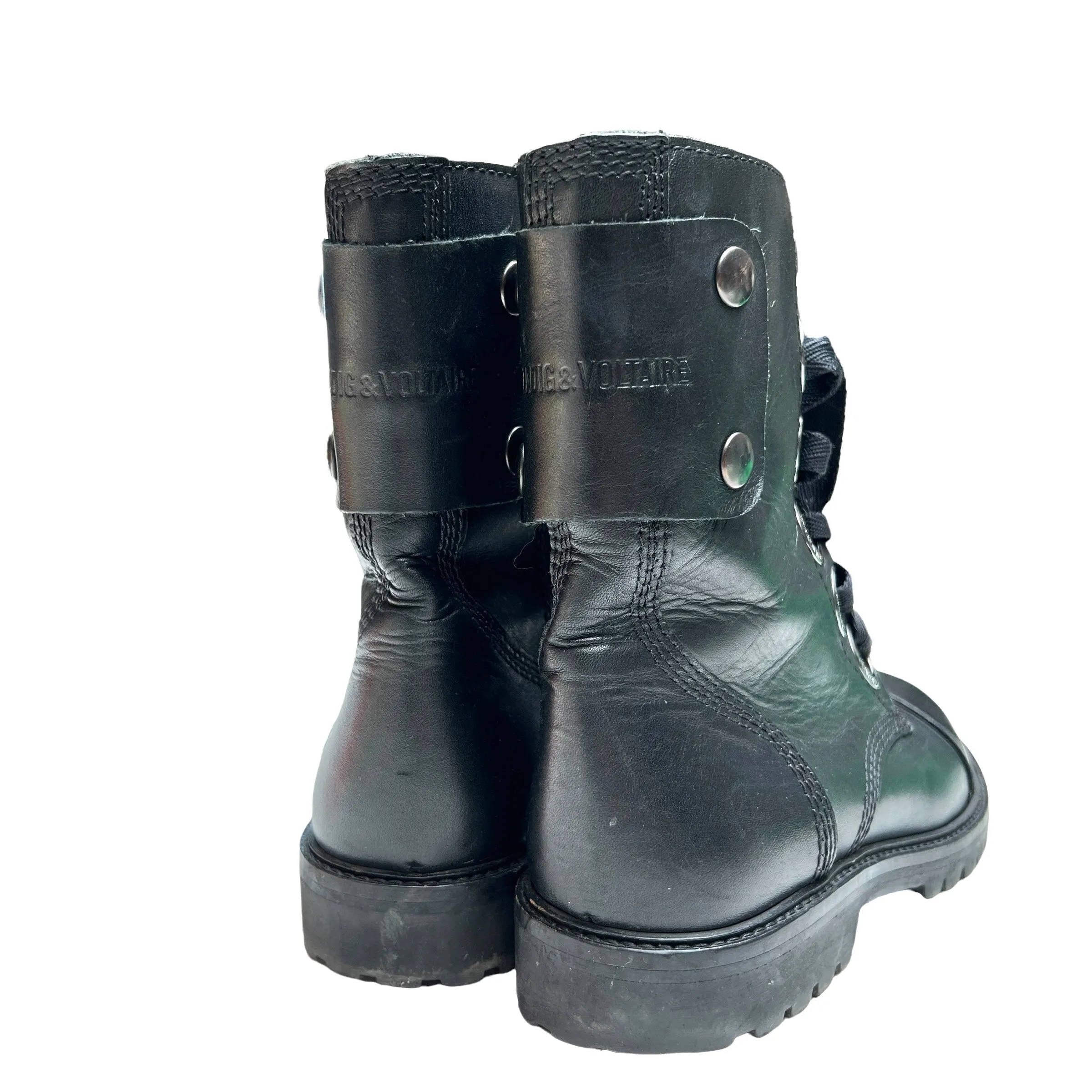 Black Combat Leather Boots - 7