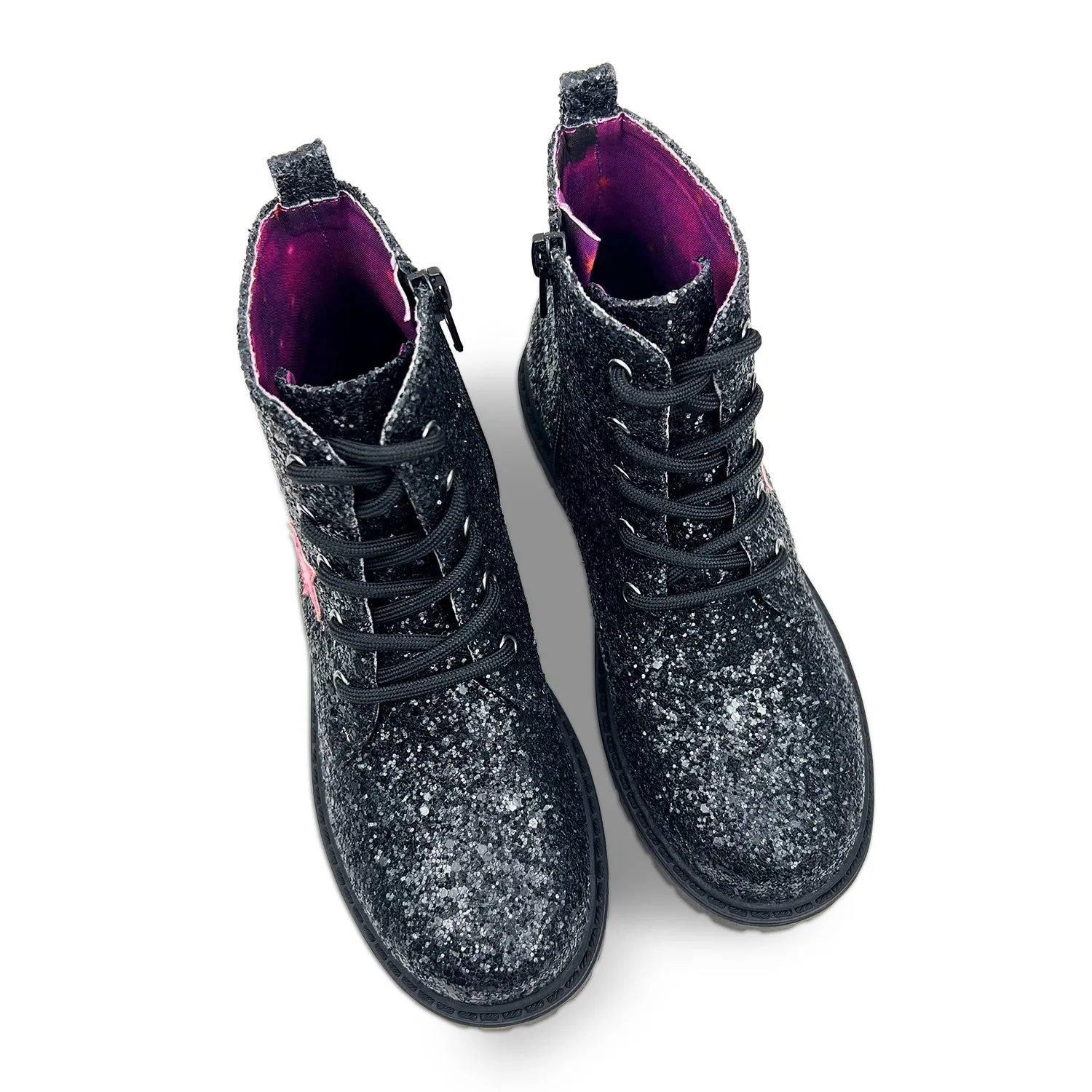 BLACK GLITTER STAR BOOT