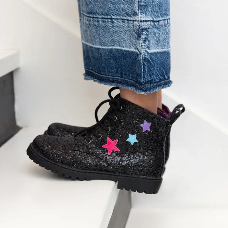 BLACK GLITTER STAR BOOT