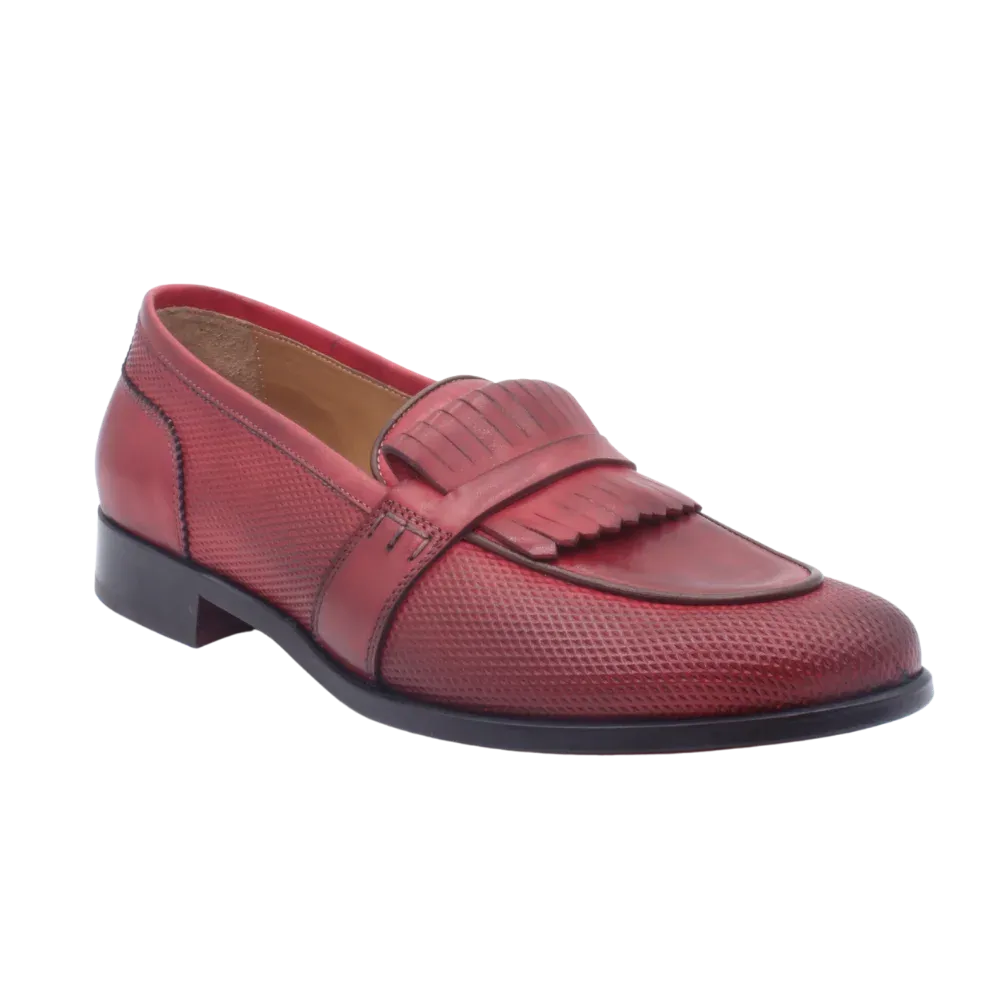 BRD10690 Womens' Moccasin in Calf Leather Rosso (BRD10690)