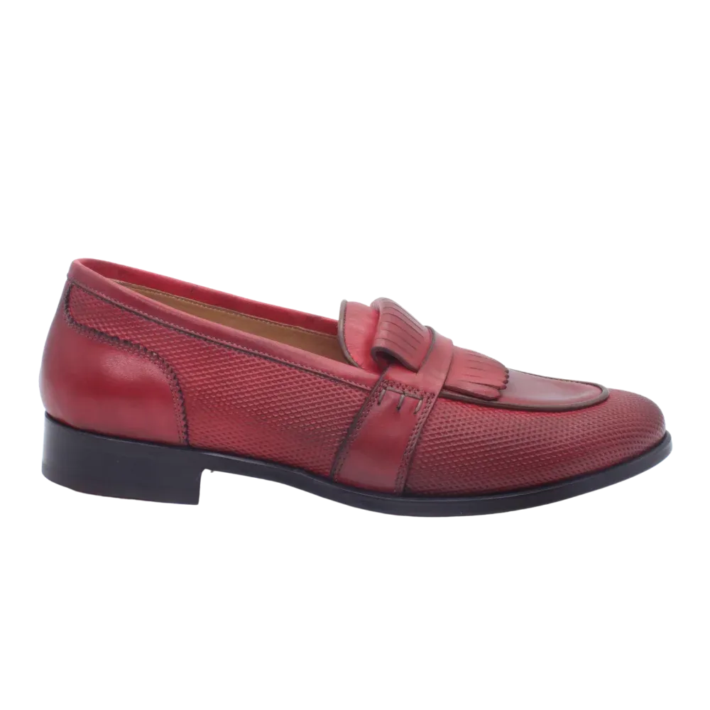 BRD10690 Womens' Moccasin in Calf Leather Rosso (BRD10690)