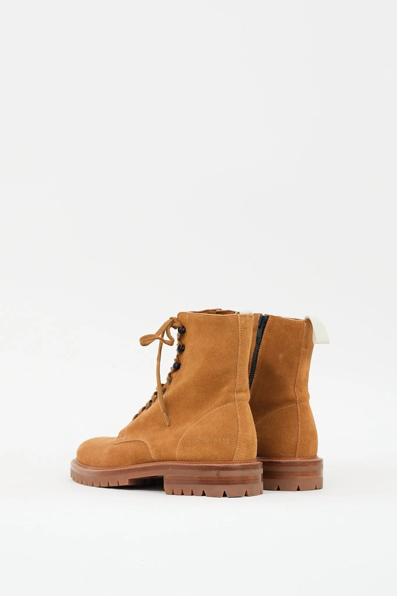 Brown Suede Zip Combat Boot