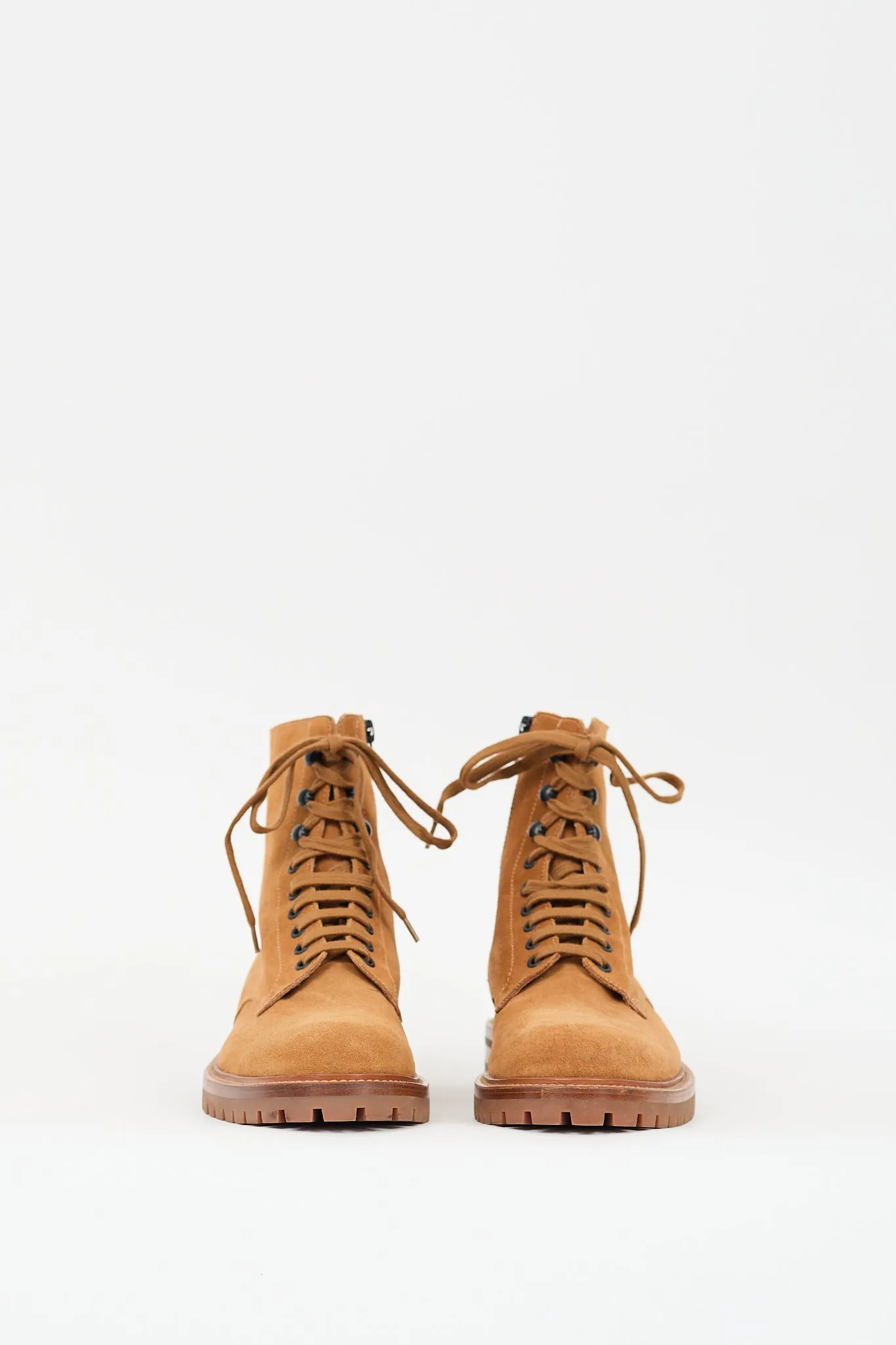 Brown Suede Zip Combat Boot