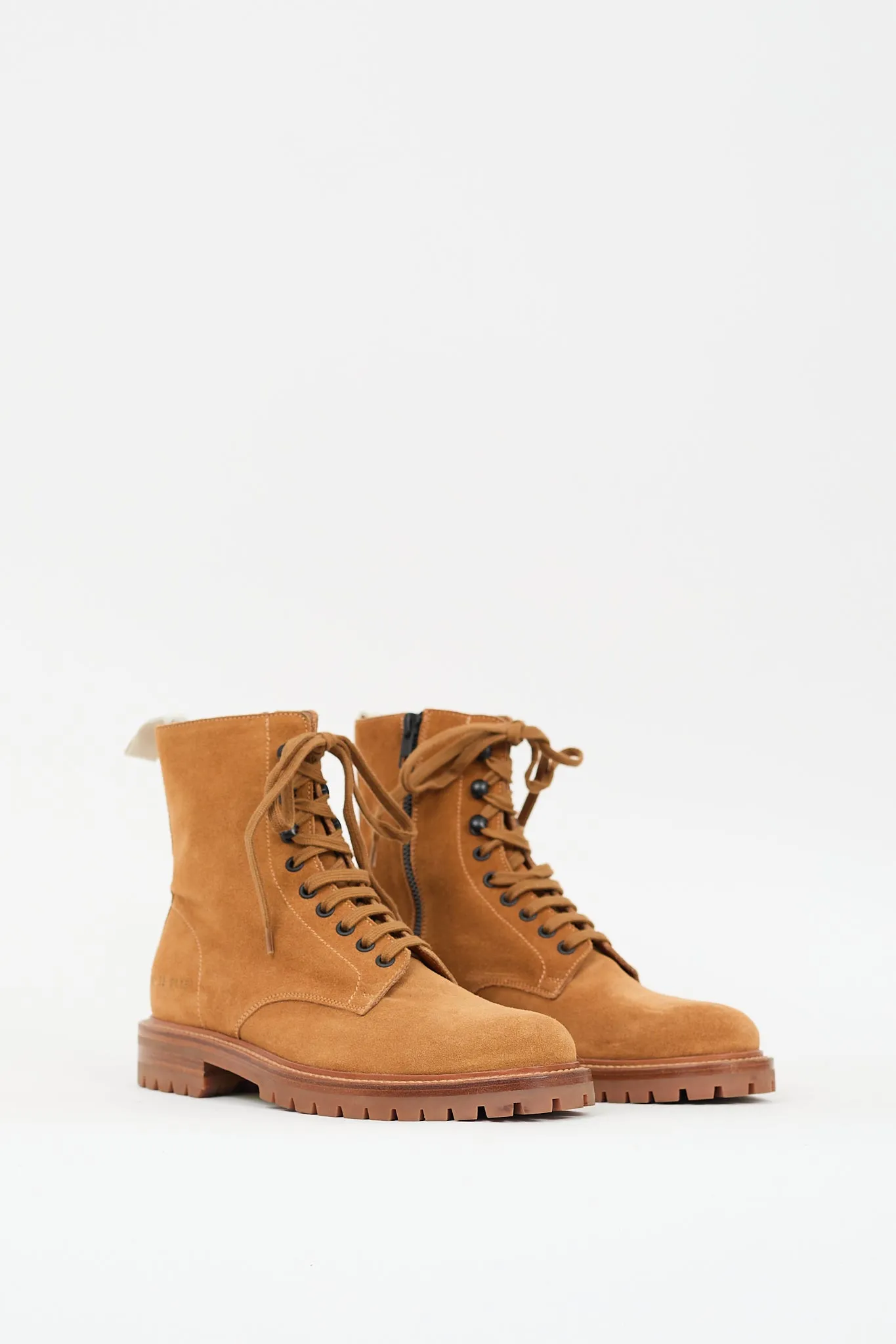 Brown Suede Zip Combat Boot