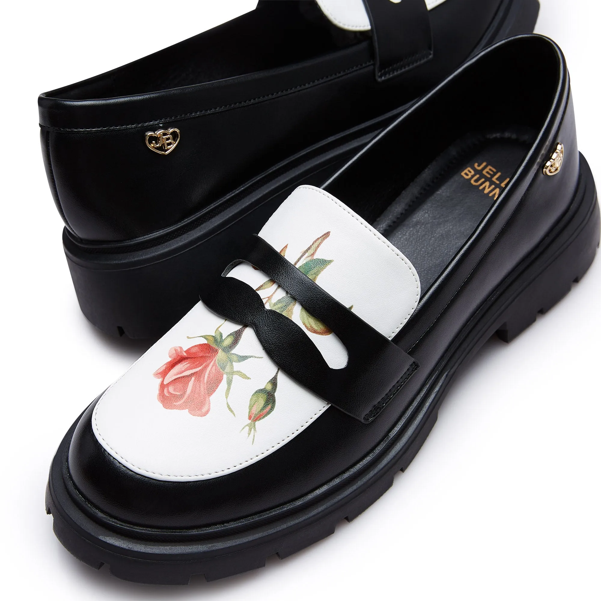 Caden Rose Platform Loafers Black