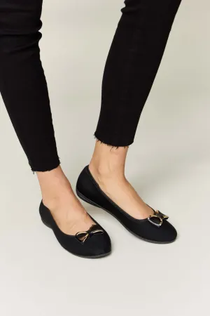Charcoal Metal Buckle Flats Loafers