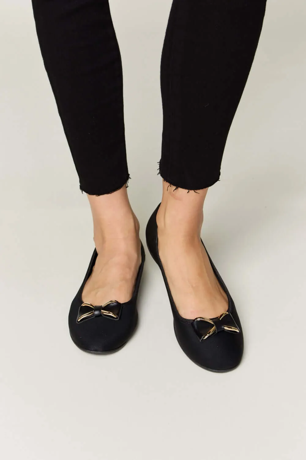 Charcoal Metal Buckle Flats Loafers