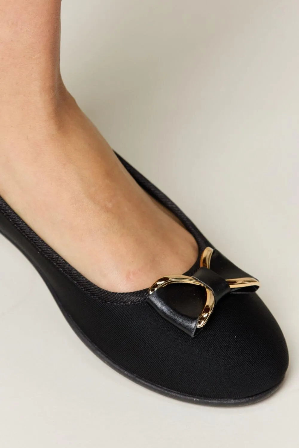 Charcoal Metal Buckle Flats Loafers