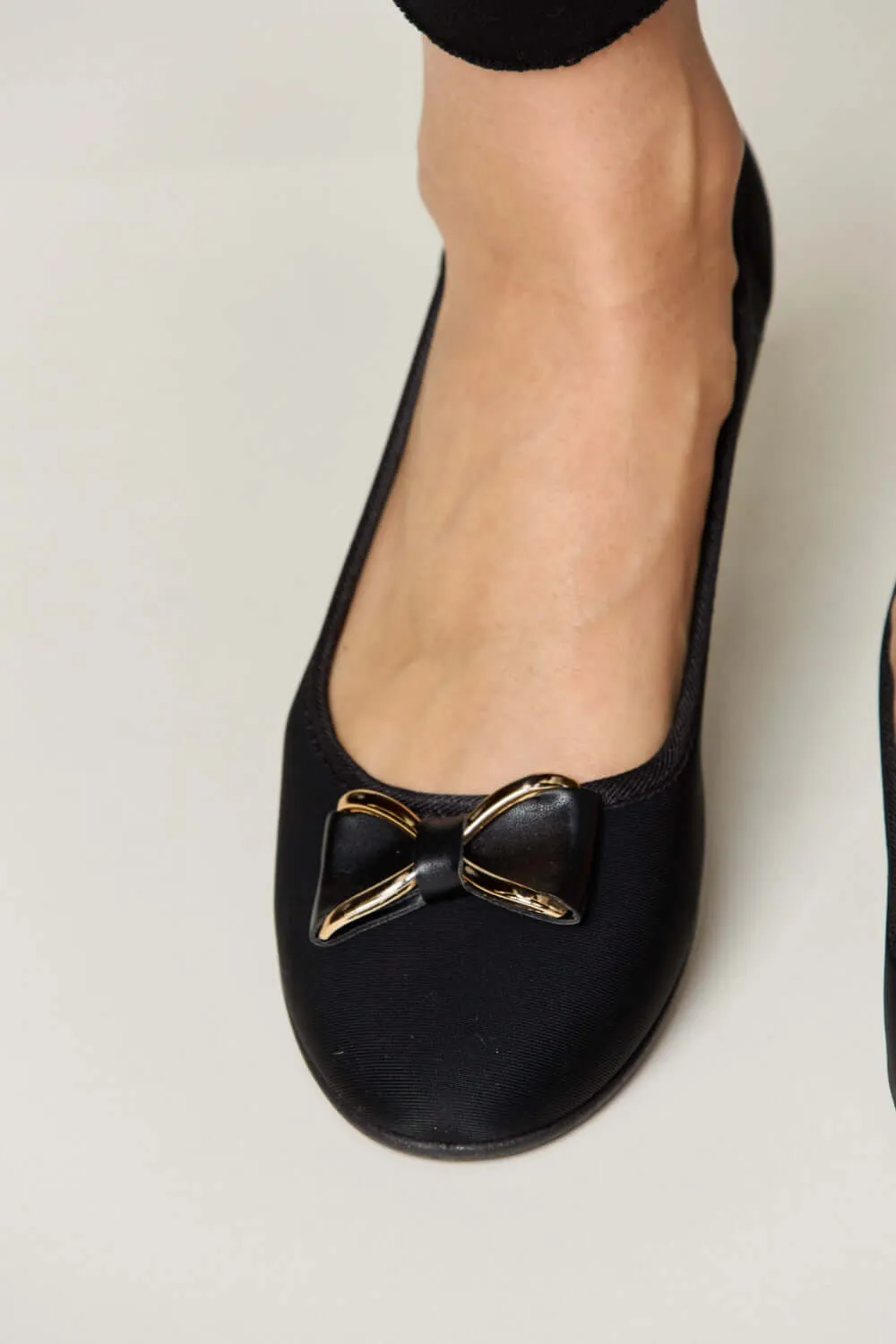 Charcoal Metal Buckle Flats Loafers