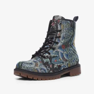 Chinese Rank Badge Vegan leather Combat Boots