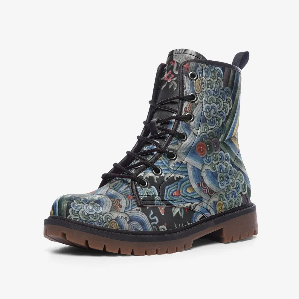 Chinese Rank Badge Vegan leather Combat Boots