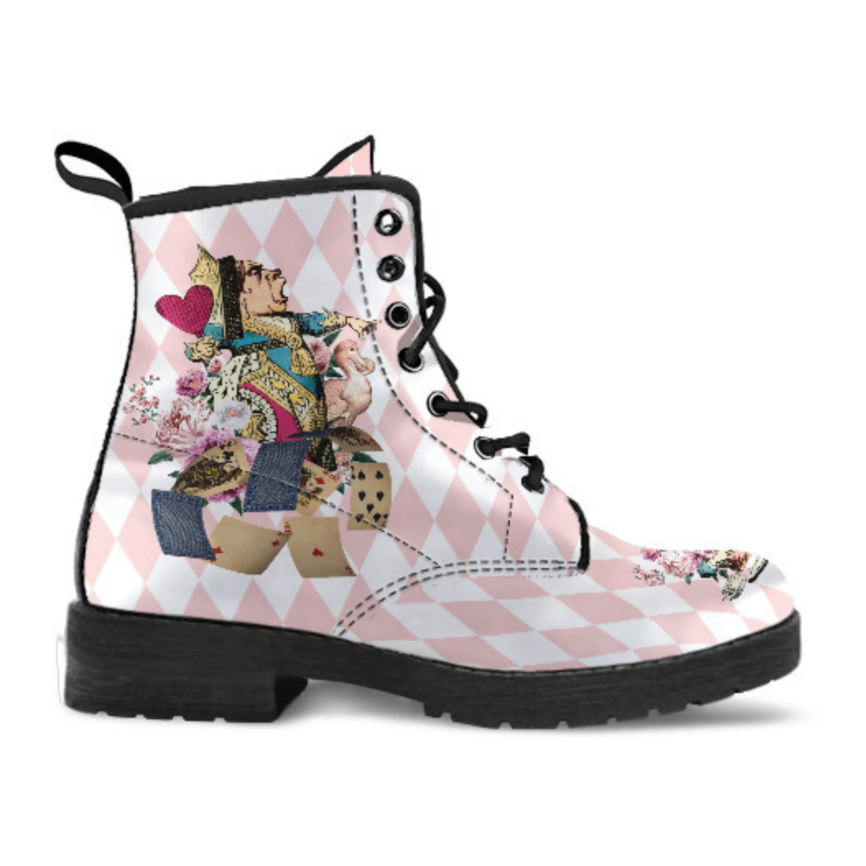 Combat Boots - Alice in Wonderland Gifts #42 Colorful Series | Blush Pink Flat Shoes, Handmade Lace Up Boots, Custom Shoes, Women's Boots