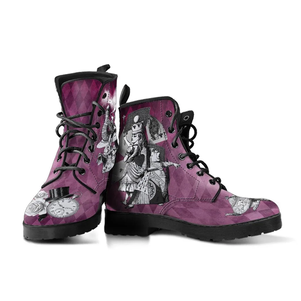 Combat Boots - Alice in Wonderland Gifts #64 Classic Series | Birthday Gifts, Gift Idea, Women's Boots, Custom Shoes, Vegan Shoes, 90s Boots