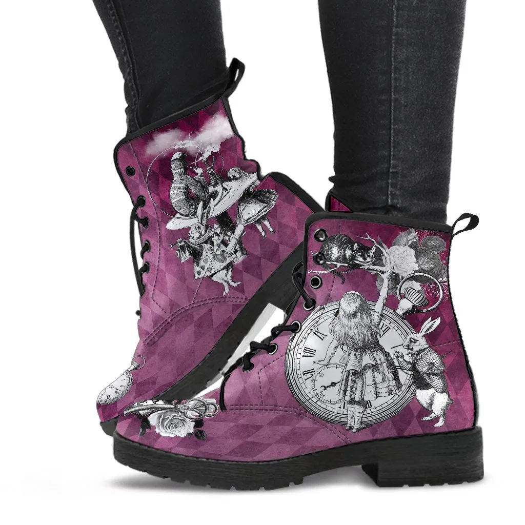 Combat Boots - Alice in Wonderland Gifts #64 Classic Series | Birthday Gifts, Gift Idea, Women's Boots, Custom Shoes, Vegan Shoes, 90s Boots