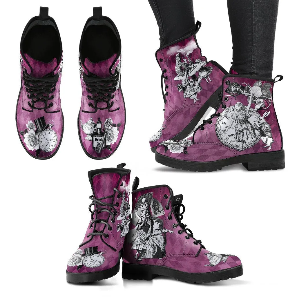 Combat Boots - Alice in Wonderland Gifts #64 Classic Series | Birthday Gifts, Gift Idea, Women's Boots, Custom Shoes, Vegan Shoes, 90s Boots