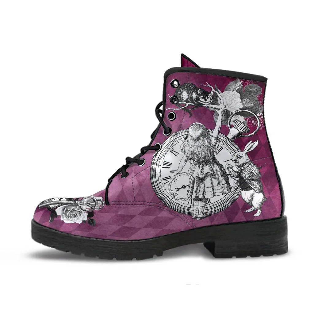 Combat Boots - Alice in Wonderland Gifts #64 Classic Series | Birthday Gifts, Gift Idea, Women's Boots, Custom Shoes, Vegan Shoes, 90s Boots