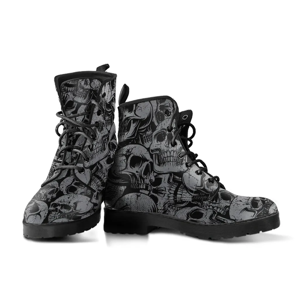 Combat Boots - Gothic Shoes #43 Skulls | Boho Shoes, Goth Boots, Gothic Boots, Vegan Leather Handmade Lace Up, Mens Pirate Boots