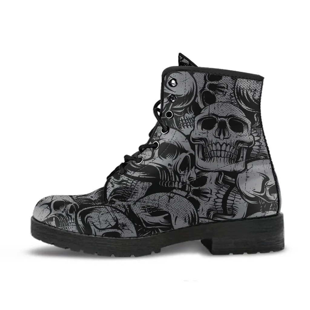 Combat Boots - Gothic Shoes #43 Skulls | Boho Shoes, Goth Boots, Gothic Boots, Vegan Leather Handmade Lace Up, Mens Pirate Boots