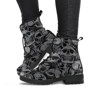 Combat Boots - Gothic Shoes #43 Skulls | Boho Shoes, Goth Boots, Gothic Boots, Vegan Leather Handmade Lace Up, Mens Pirate Boots