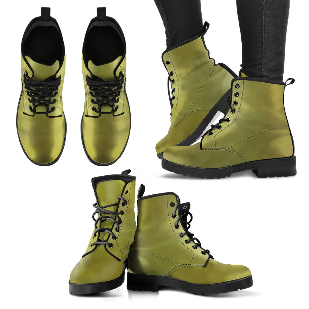 Combat Boots - Smoky Green | Boho Shoes, Handmade Lace Up Boots, Vegan Leather Lace Up Boots Women, Aesthetic Shoes, Sorority Shoes