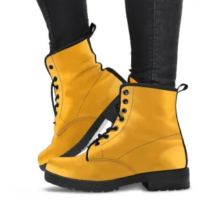Combat Boots - Yellow | Boho Shoes, Handmade Lace Up Boots, Vegan Leather Lace Up Boots Women