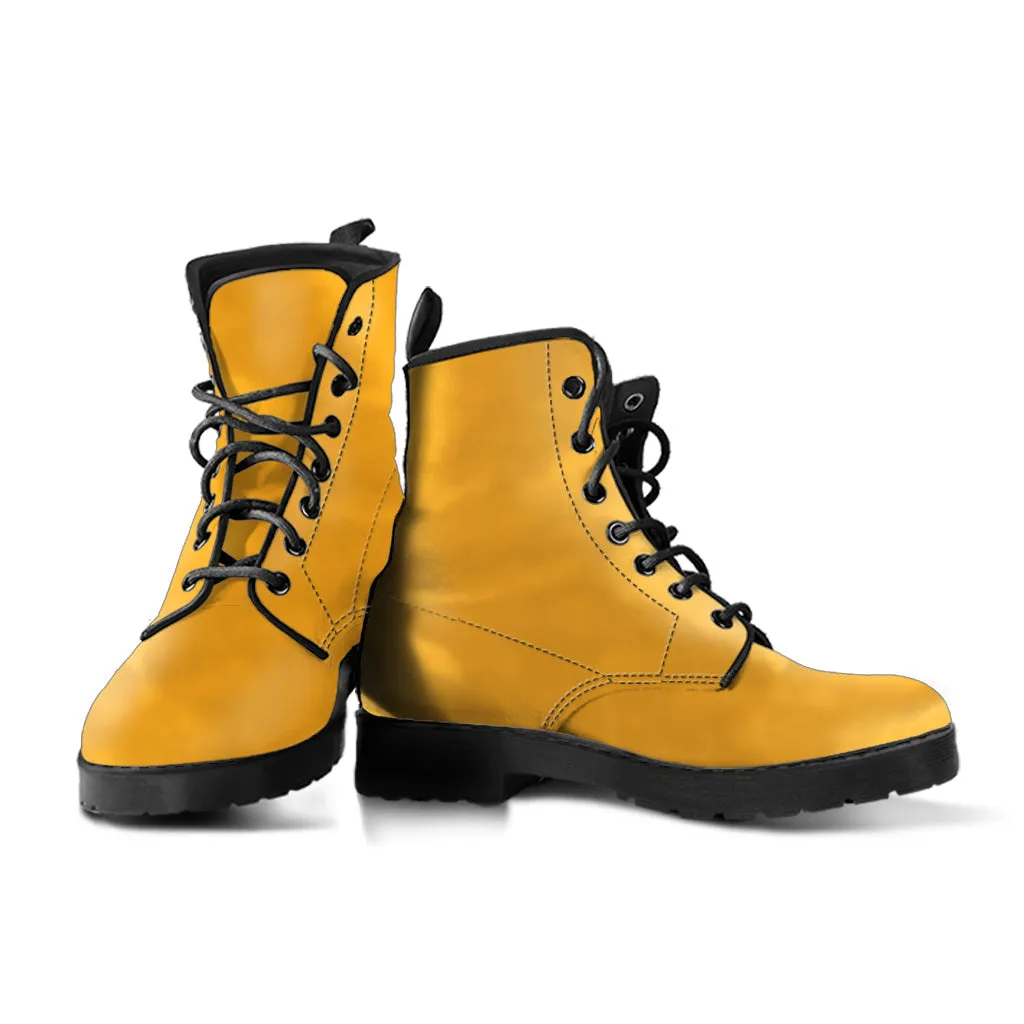 Combat Boots - Yellow | Boho Shoes, Handmade Lace Up Boots, Vegan Leather Lace Up Boots Women
